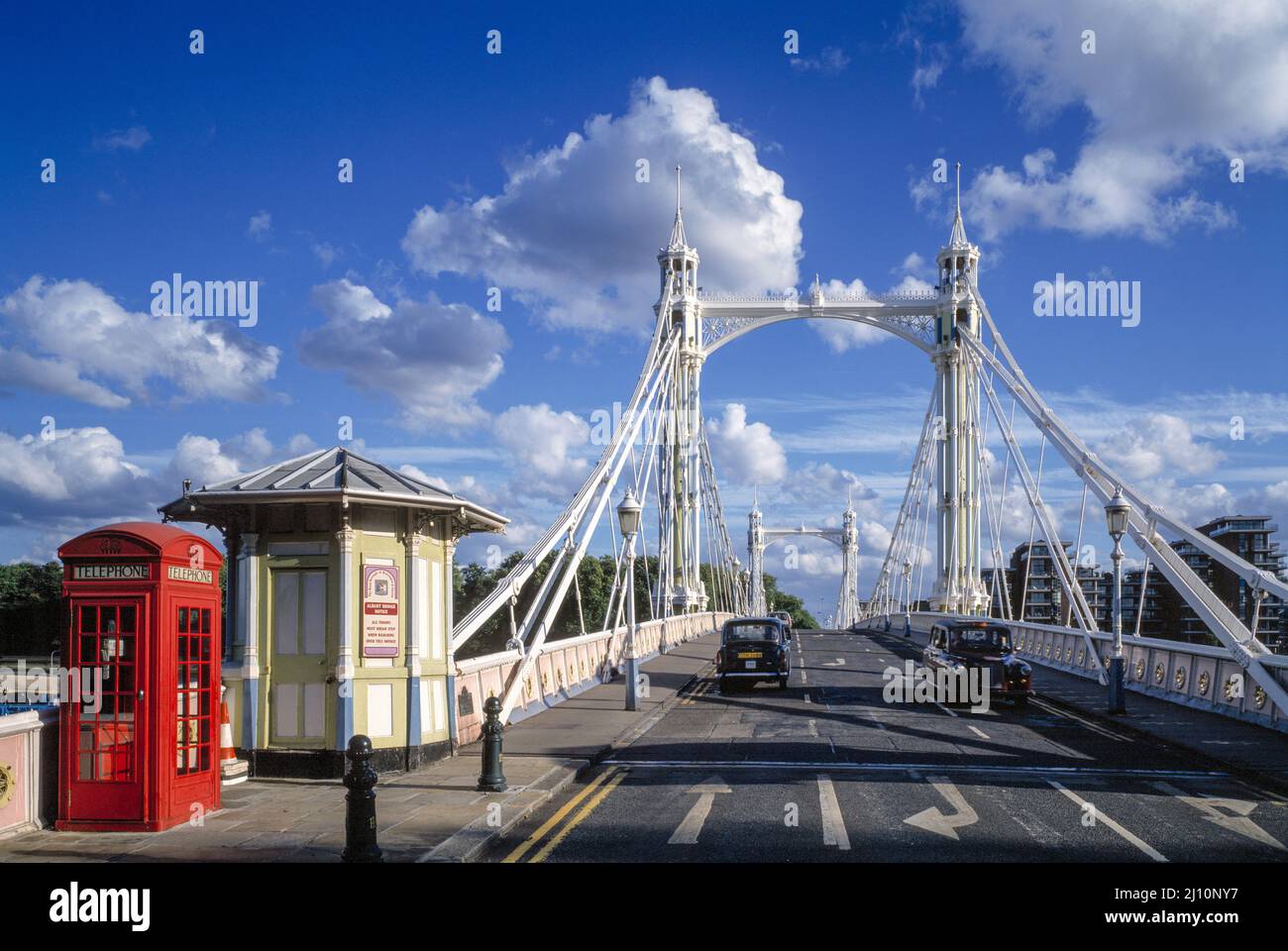 London, Albert-Bridge, 1864-1872 von Rowland Mason Ordish konstruiert Stock Photo