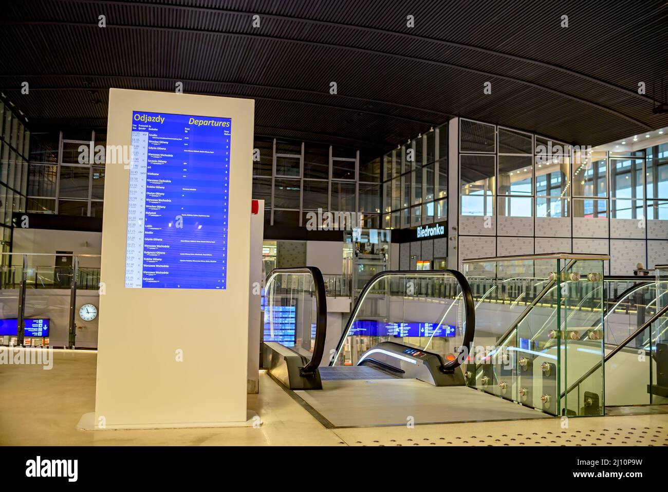 Warsaw, Poland - November 29, 2016: Information terminal at the railway station in Warsaw. Stock Photo