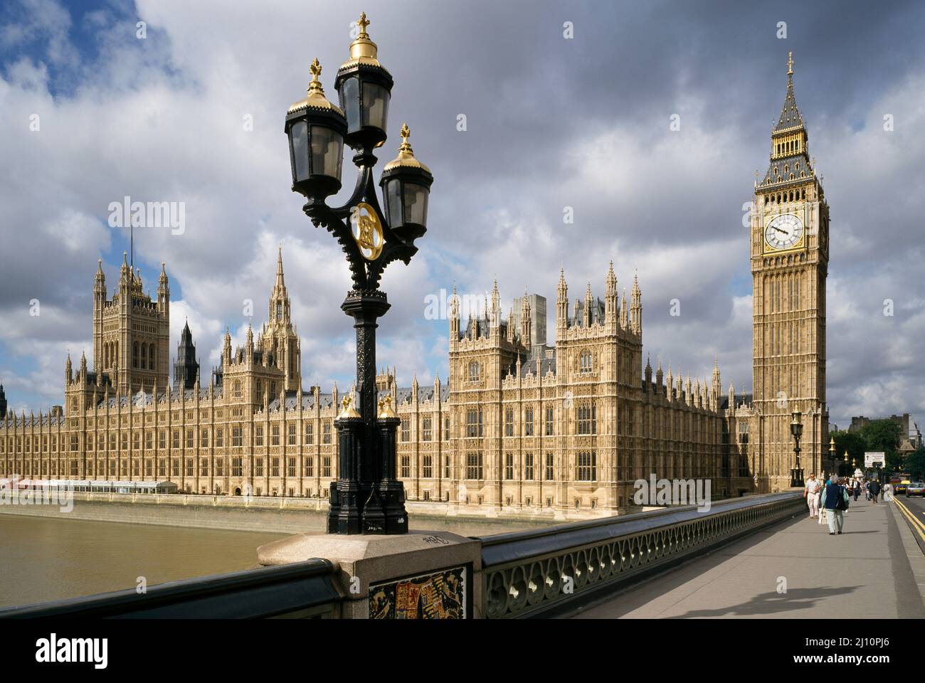 London, Palace of Westminster, Houses of Parliament, Westminster Bridge mit Big Ben Stock Photo