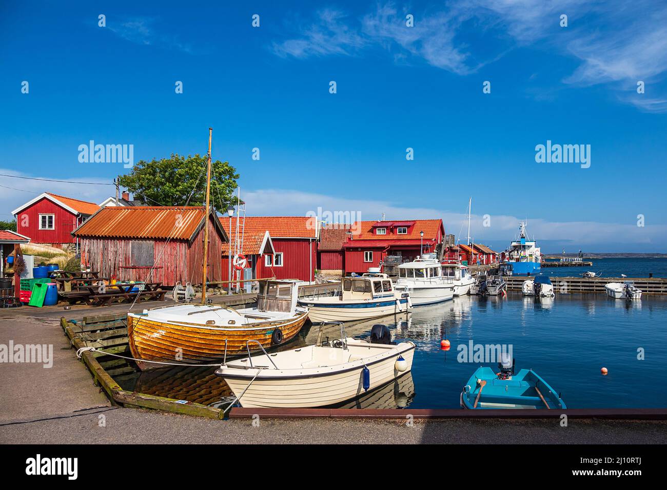 Port on the island Karingon in Sweden. Stock Photo