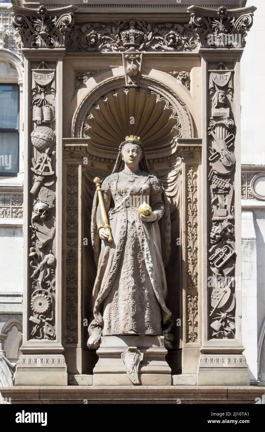 Dragon City of London Temple Bar, Sockel von Horace Jones mit Statue Queen Victorias Stock Photo