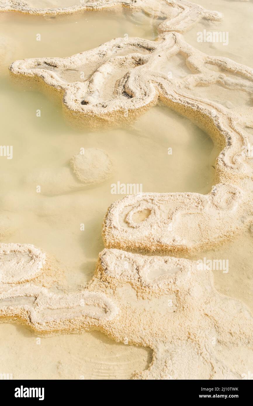 limestone pool with water texture in Mexico at Hierve el agua Stock