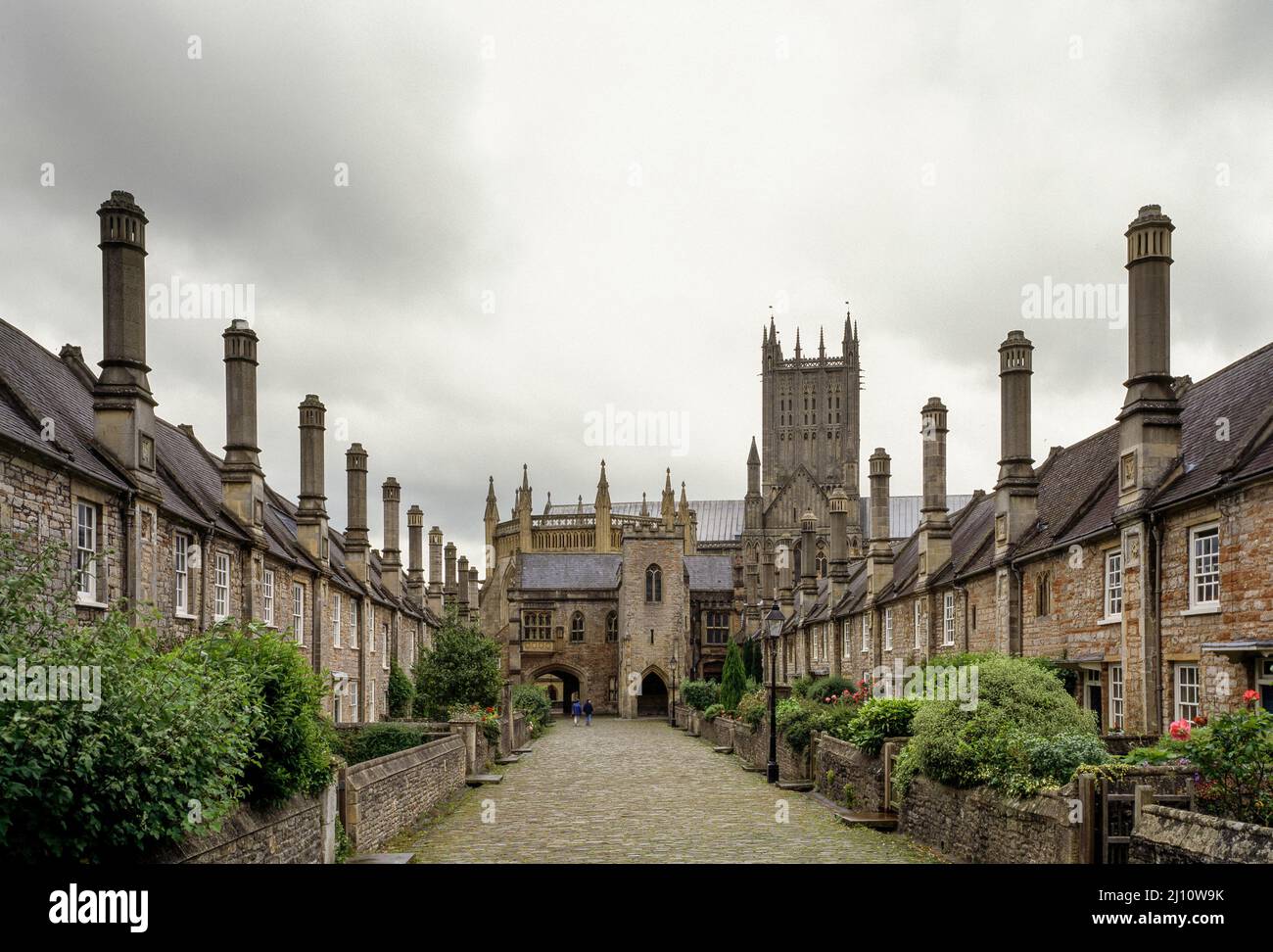 Wells, Vicars Close, Ansicht von Norden Stock Photo