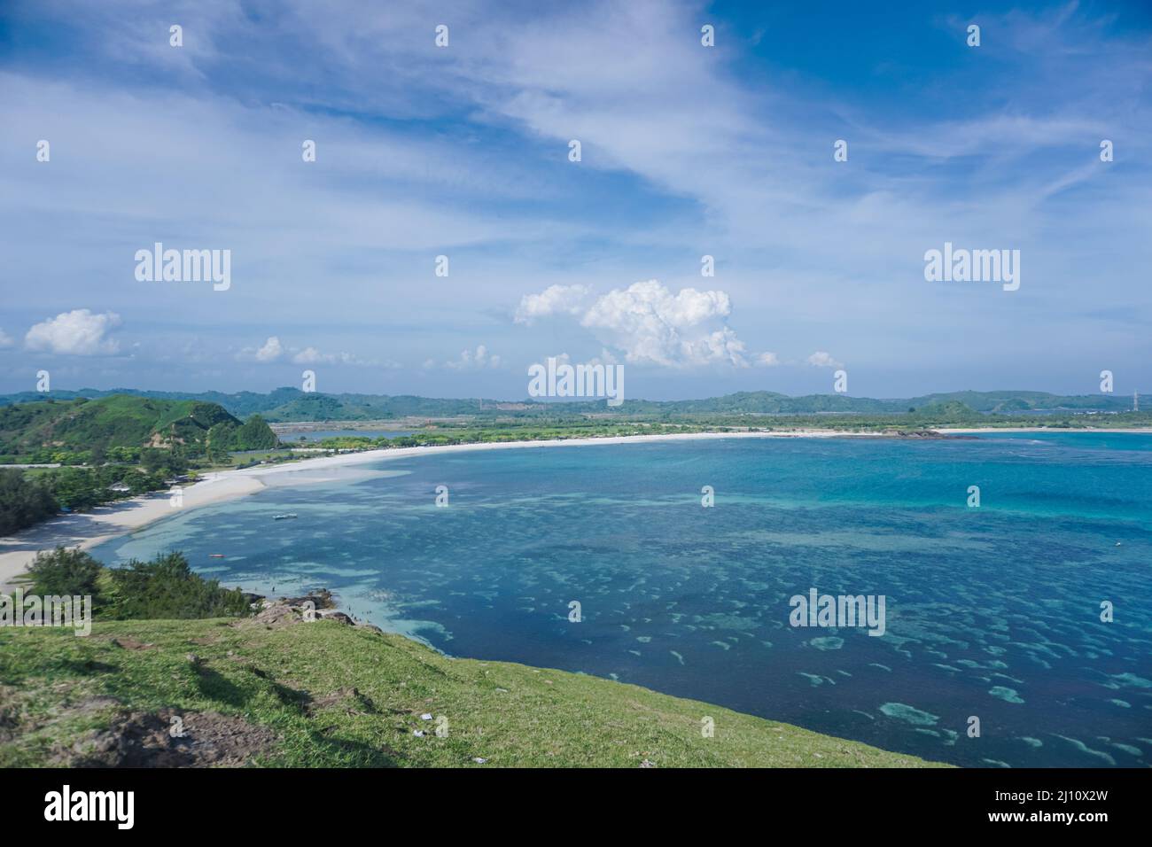 Aerial view of The beauty of Merese hill Lombok island when sunset, West Nusa Tenggara. Lombok, Indonesia Stock Photo