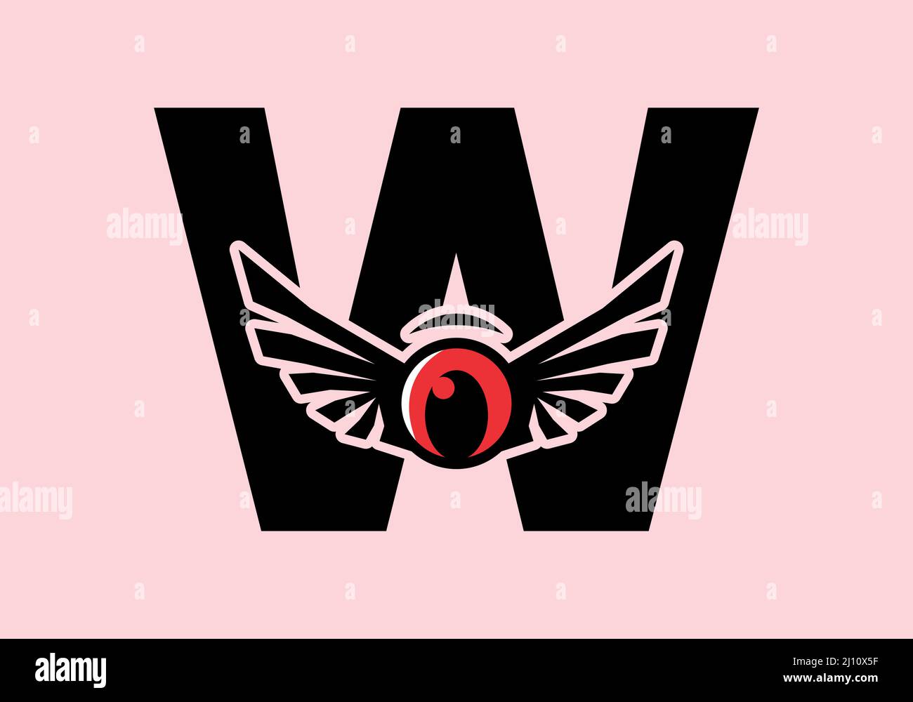 W initial letter with red eye wings design Stock Vector Image & Art - Alamy