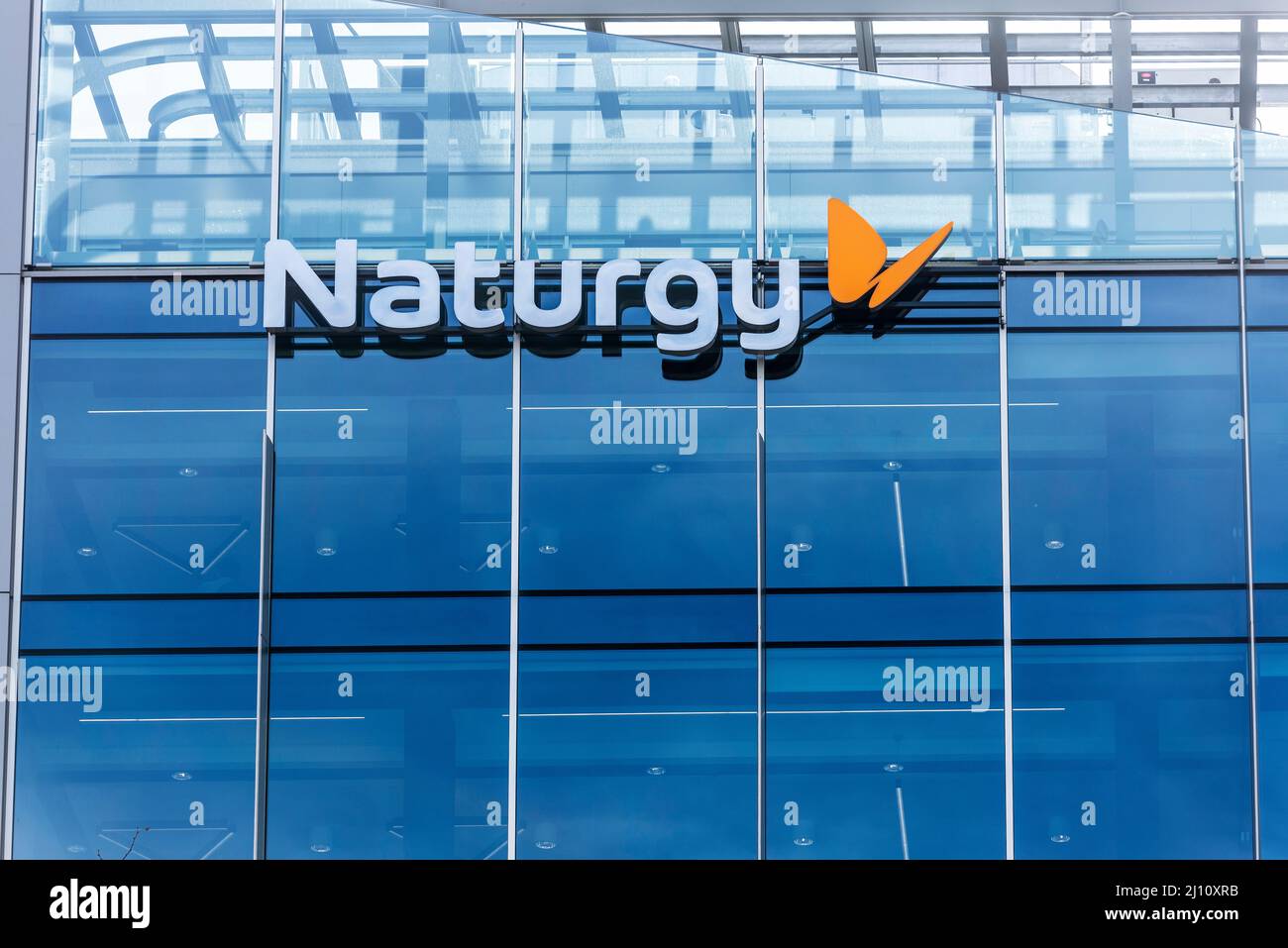 Barcelona, Spain - February 24, 2022: Naturgy headquarters, is a Spanish multinational natural gas and electrical energy utilities company in Barcelon Stock Photo
