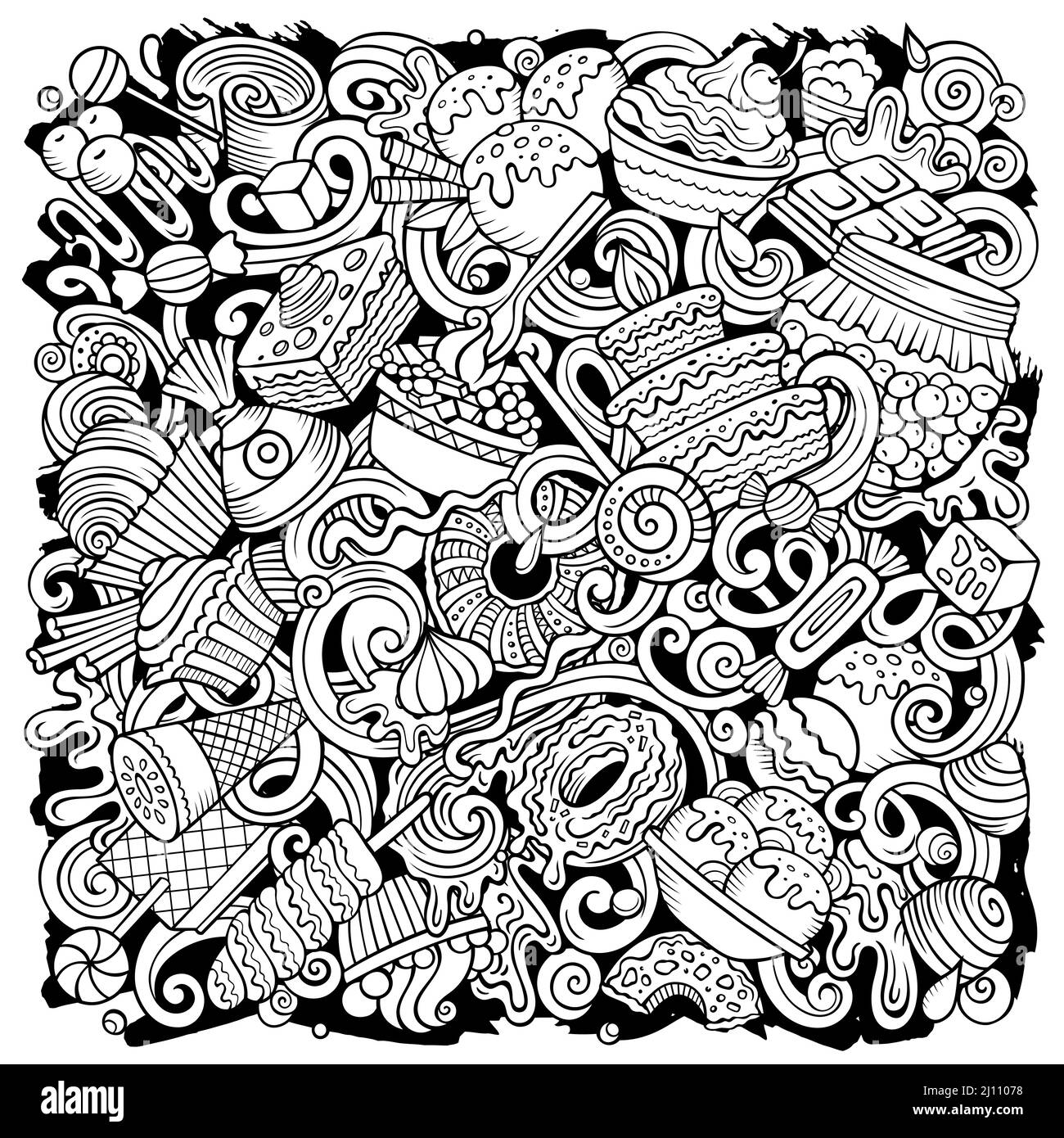 Sweet food cartoon vector doodles illustration Stock Vector Image & Art ...
