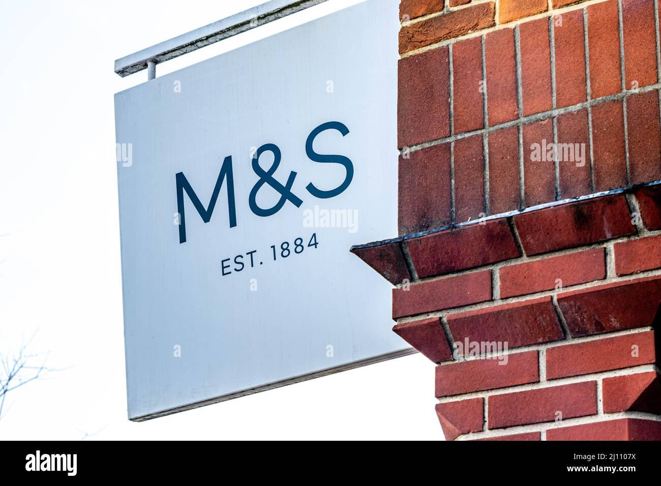 Epsom Surrey London UK, March 21 2022, Marks And Spencer Shop Sign