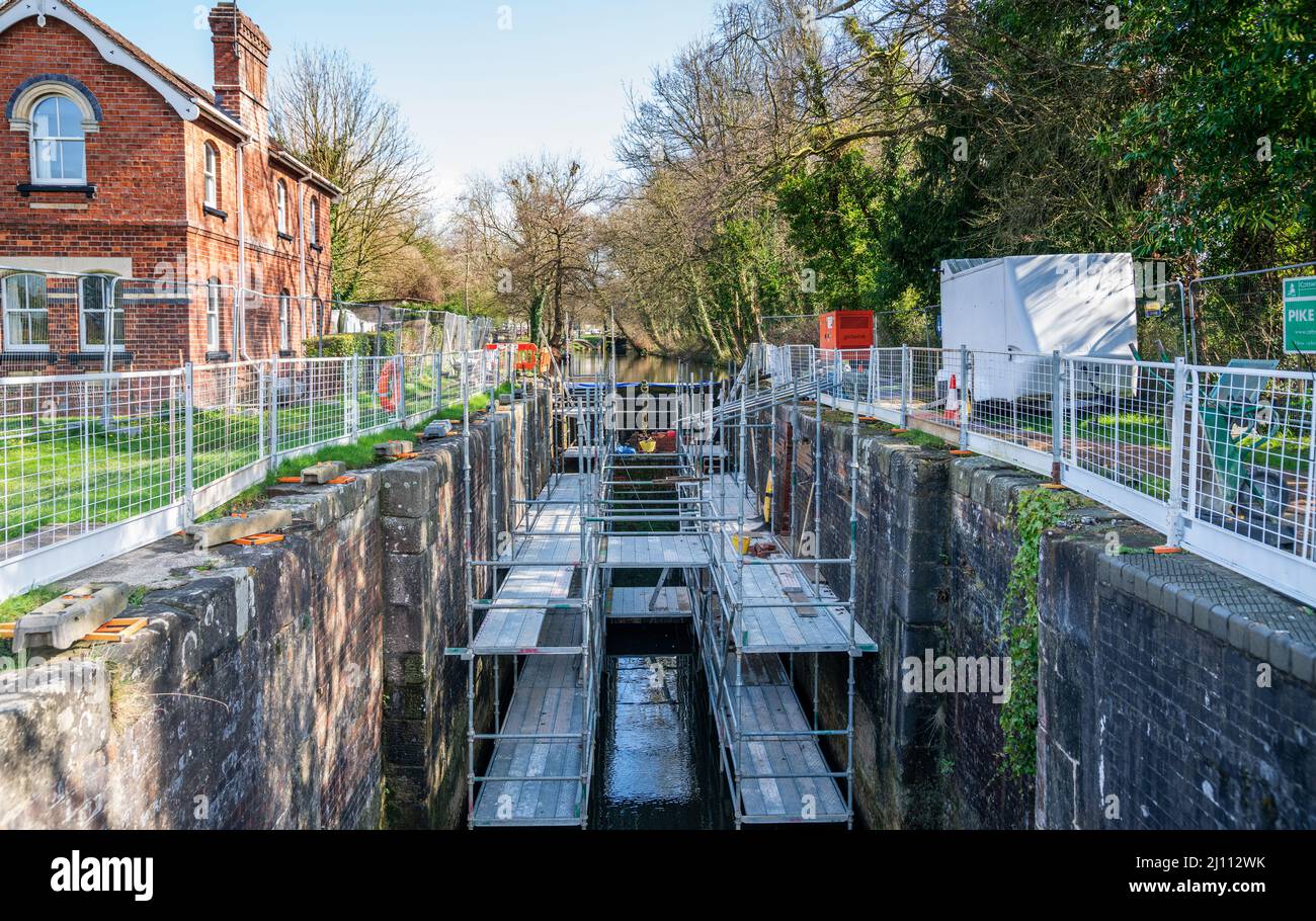 Pike Lock on the Stroudwater canal in the process of restoration. Stroud, England, Cotswolds, United Kingdom Stock Photo