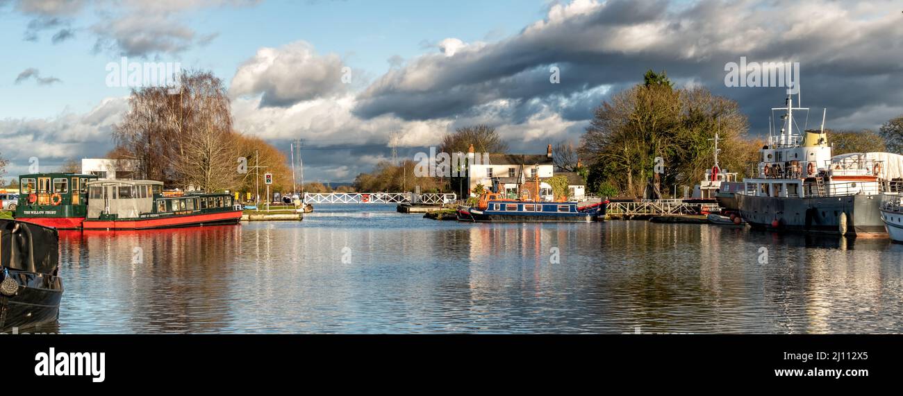 Saul Junction with the Stroudwater Canal and the Gloucester-Sharpness Ship Canal, Gloucestershire, United Kingdom Stock Photo