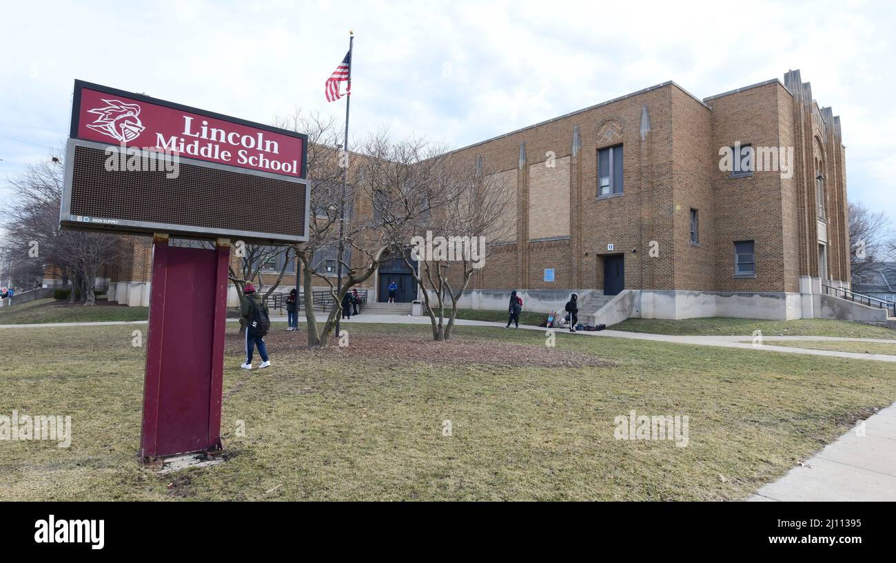 Kenosha, Wisconsin, USA. 21st Mar, 2022. Lincoln Middle School in