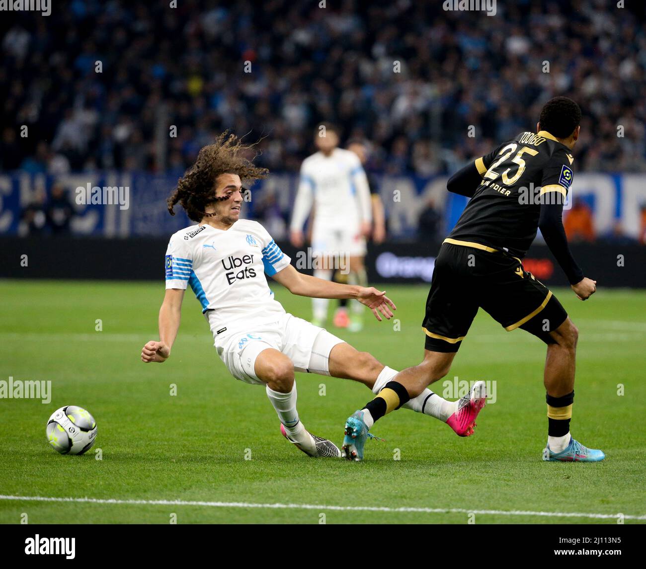 Matteo Guendouzi of Marseille during the French championship Ligue 1 football match between Olympique de Marseille and OGC Nice on March 20, 2022 at Velodrome stadium in Marseille, France - Photo Jean Catuffe / DPPI Stock Photo