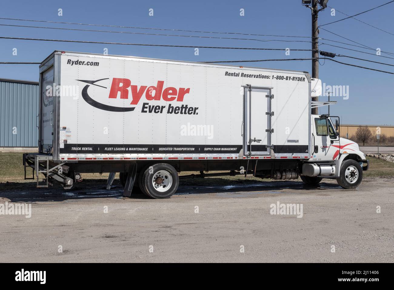 Lafayette - Circa March 2022: Ryder rental truck. Ryder provides rentals, transportation and supply chain management. Stock Photo