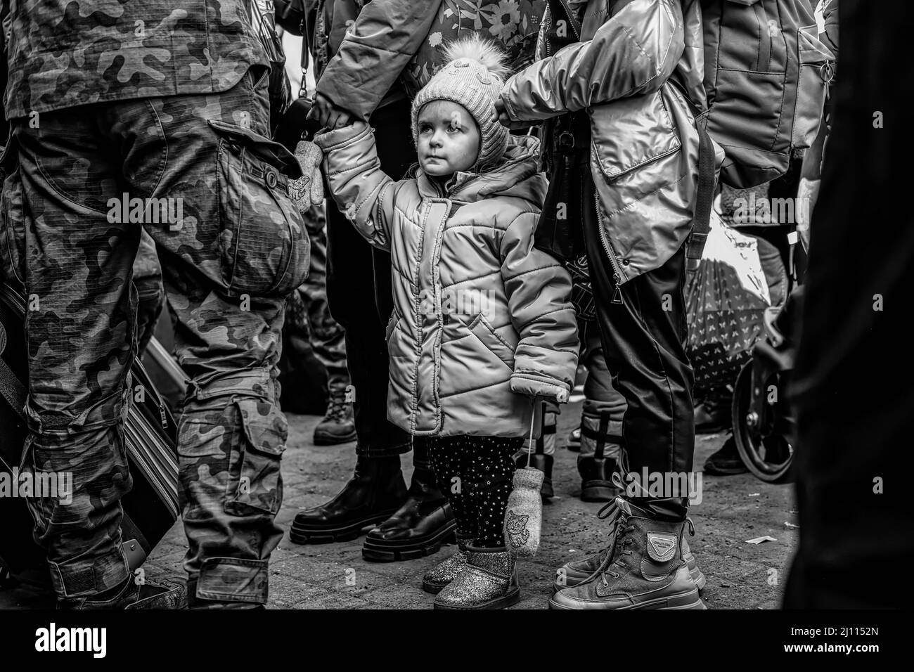 War in Ukraine, refugee people in Przemysl, Lviv Stock Photo