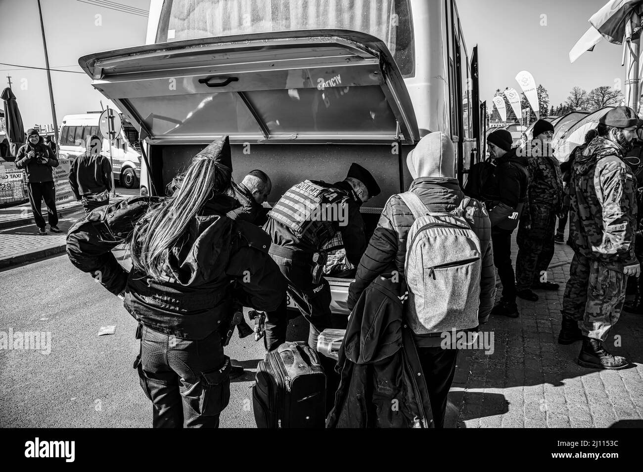 War in Ukraine, refugee people in Przemysl, Lviv Stock Photo