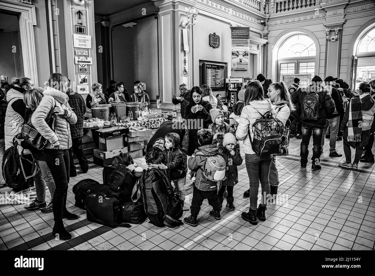 War in Ukraine, refugee people in Przemysl, Lviv Stock Photo