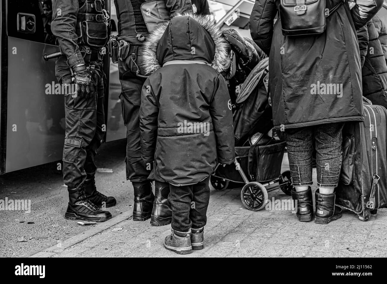 War in Ukraine, refugee people in Przemysl, Lviv Stock Photo