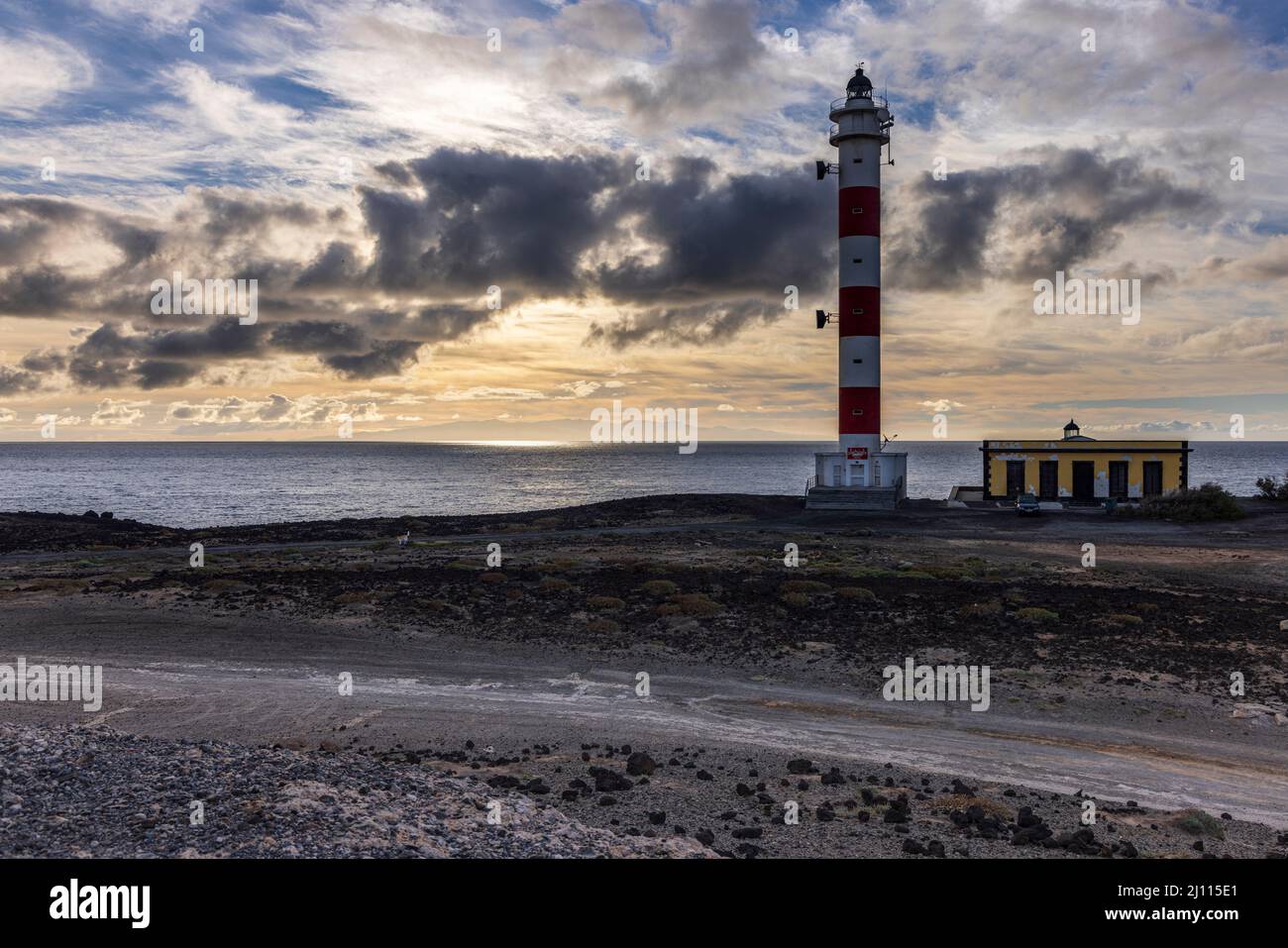 The new and old lighthouses on the east coast at Poris de Abona, Tenerife, Canary Islands, Spain Stock Photo