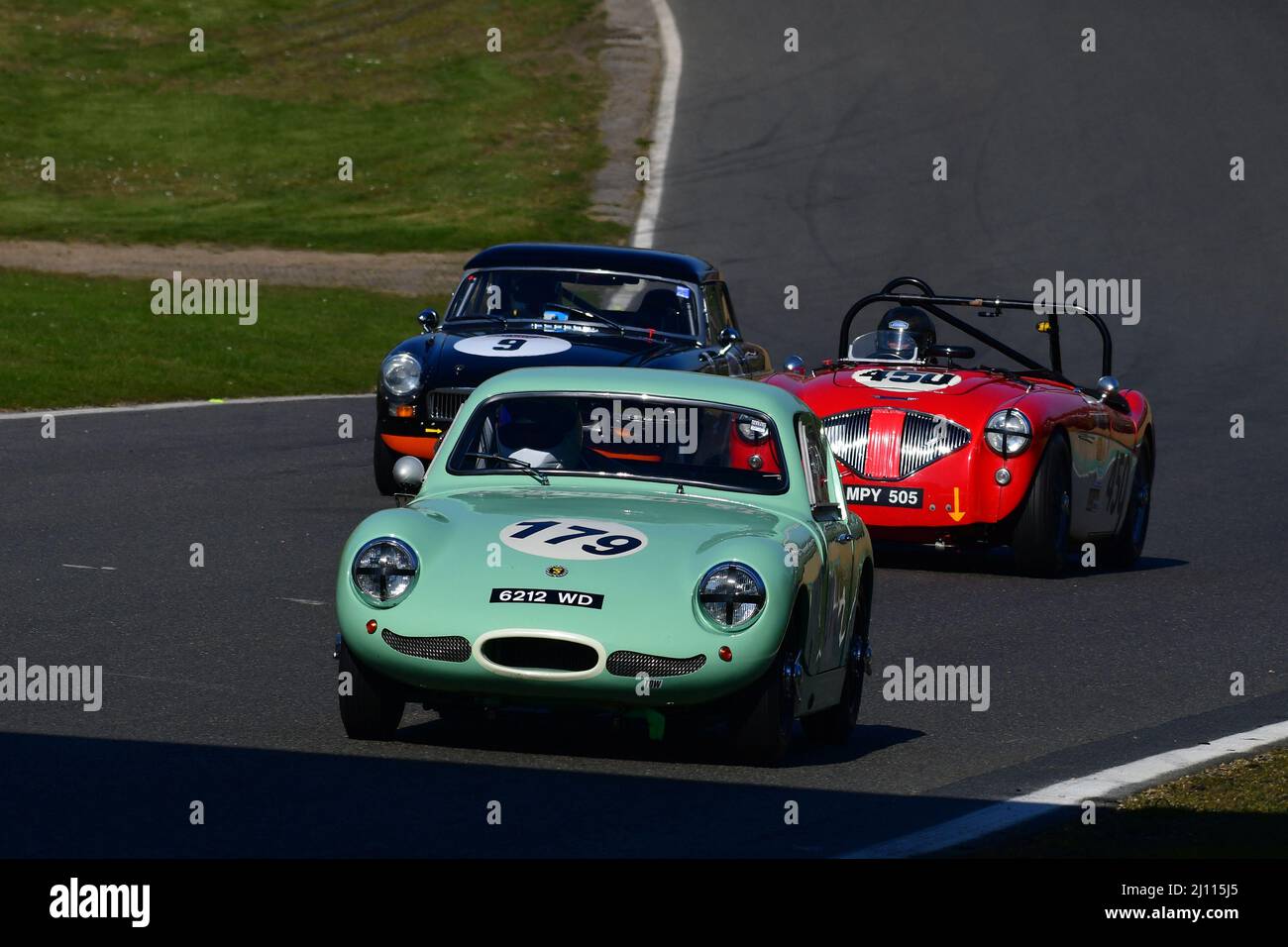 Samuel Ashby, Austin Healey Sprite, Equipe GTS B, Pre-1966 sports and GT cars, Cars are shod with Dunlop Historic Tyres accredited to FIA appendix K, Stock Photo