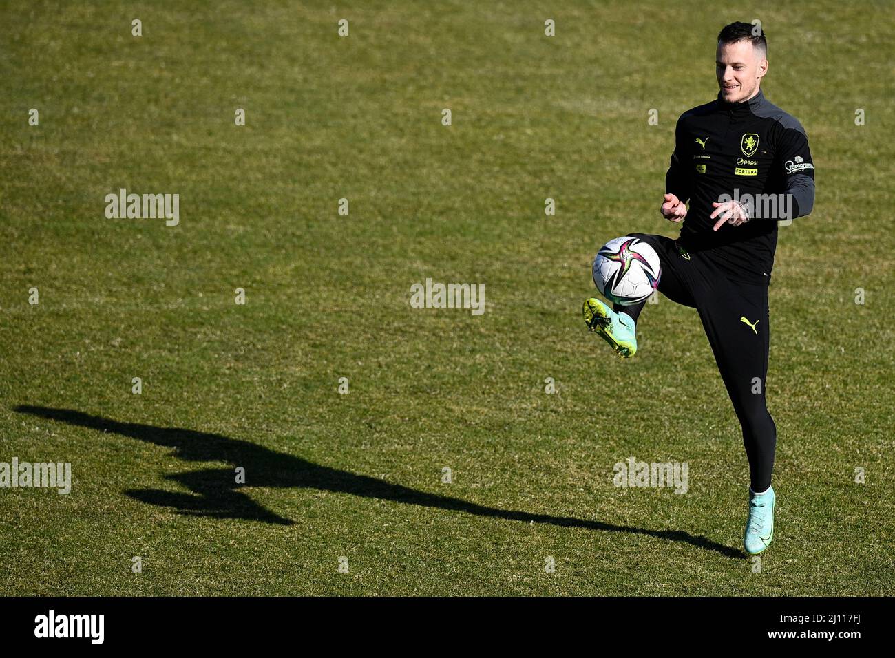 Prague, Czech Republic. 21st Mar, 2022. Czech Jan Sykora in action during the training session prior to the Czech national team vs Sweden play-off match of World Cup qualifier in Prague, Czech Republic, March 21, 2022. Credit: Ondrej Deml/CTK Photo/Alamy Live News Stock Photo