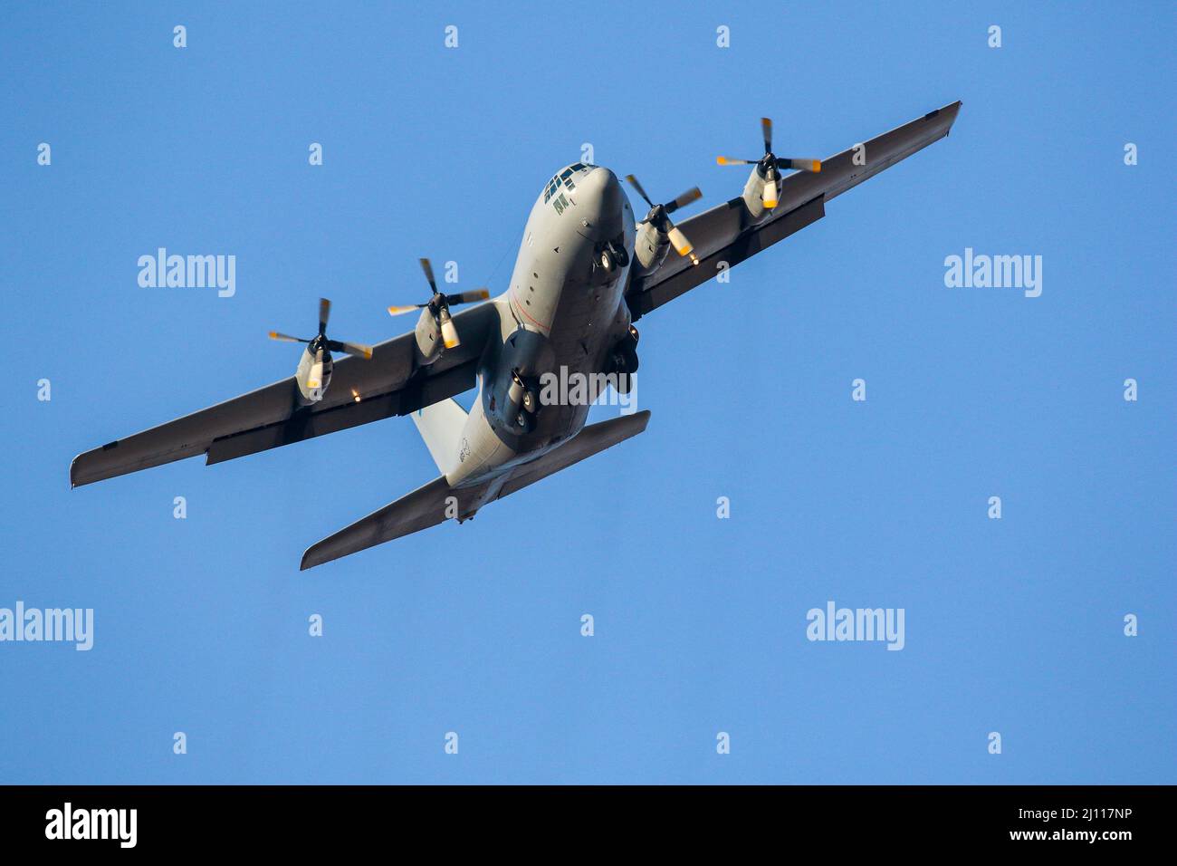 Lockheed C-130 Hercules aircraft in the air Stock Photo