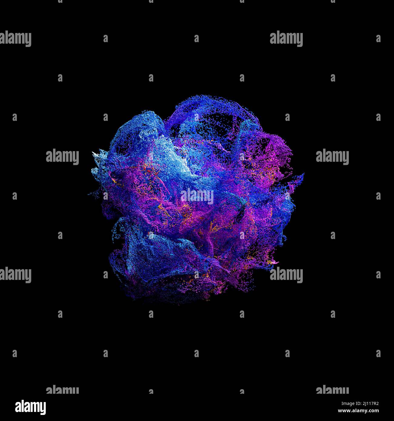 abstract background of floating shapes in small spheres on black.3d ...