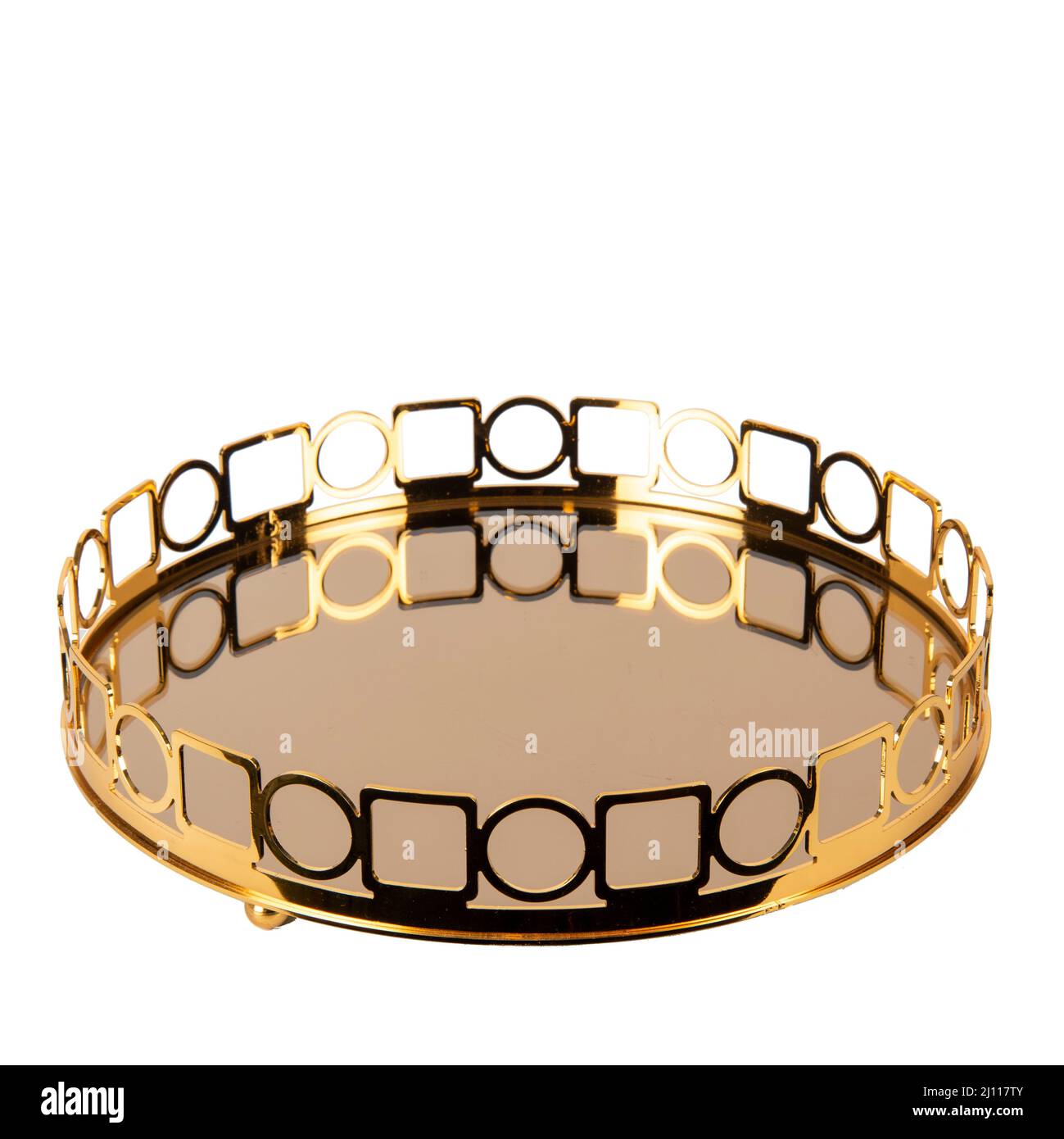 luxury design gold tea tray isolated on white Stock Photo Alamy