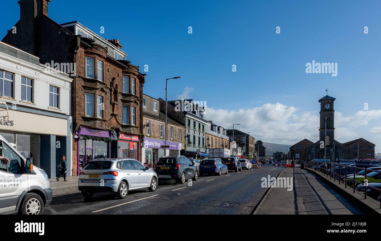 HELENSBURGH, SCOTLAND - MARCH 01, 2022: A view of the main street by the promonade. Stock Photo