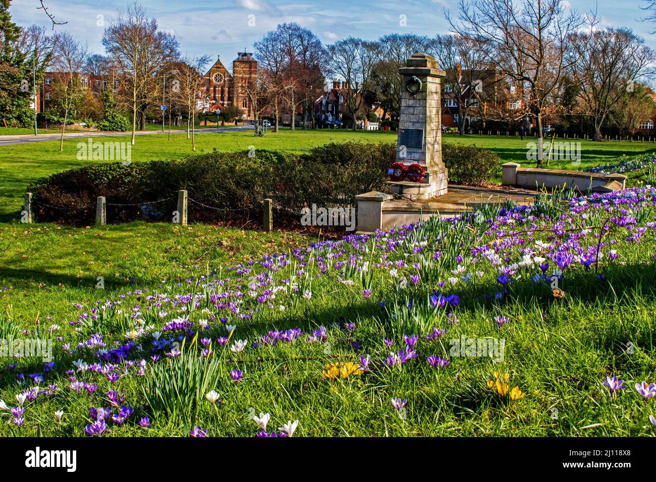 Early Spring at Sidcup War memorial. Stock Photo