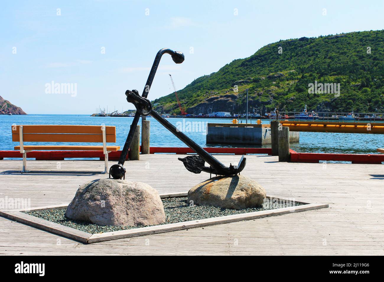 A ship anchor on diplay, Harbourside Park, St. john's, Newfoundland. Stock Photo