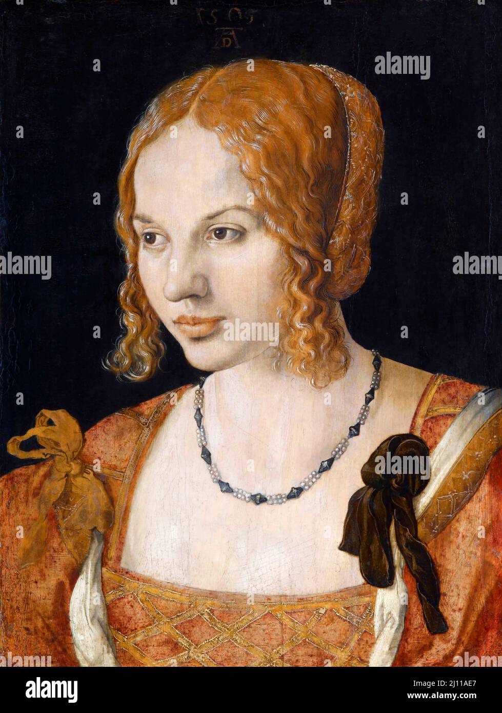 Portrait of a Young Venetian Woman by Albrecht Dürer (1471-1528), oil on wood, 1505 Stock Photo