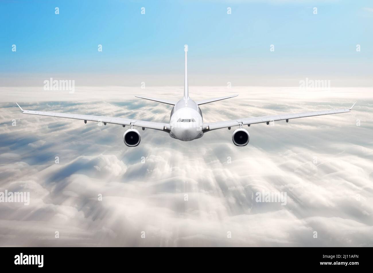 Airplane in the sky above the clouds flight journey sun height speed ...