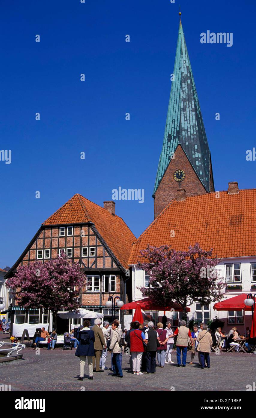Eutin,sightseeing tour at market square,    Holstein Switzerland, Schleswig-Holstein, Germany, Europe Stock Photo