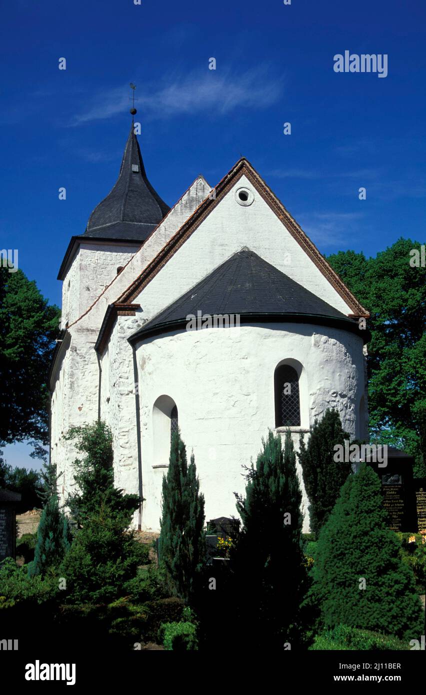 Church in Bosau at lake Ploen,  Holstein Switzuerland, Schleswig-Holstein,  Germany, Europe Stock Photo
