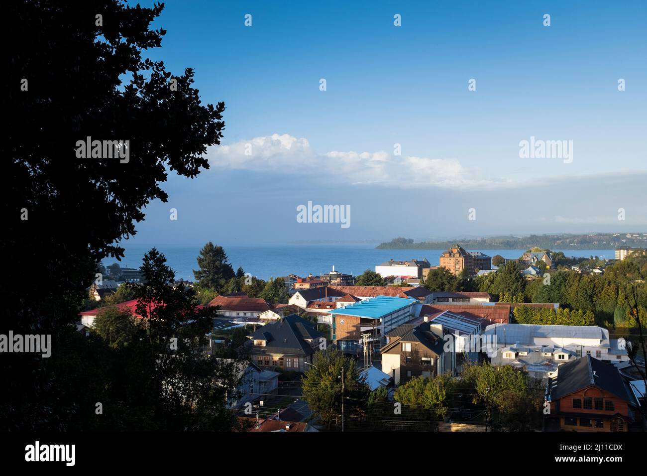 View of Puerto Varas. Llanquihue Province. Los Lagos Region. Chile. Stock Photo