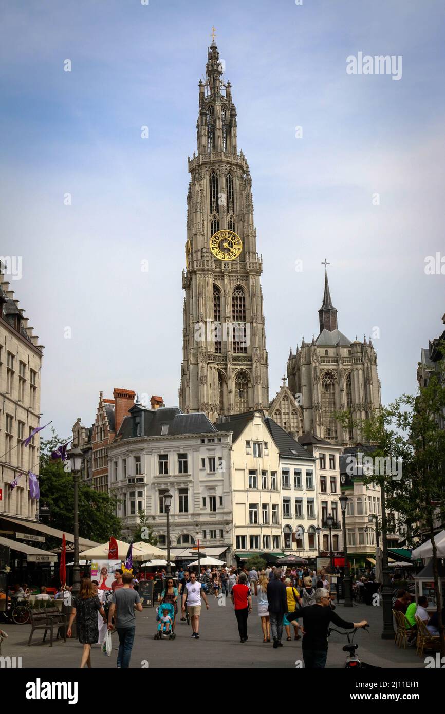 The Cathedral of Our Lady in the city of Antwerp, Belgium Stock Photo