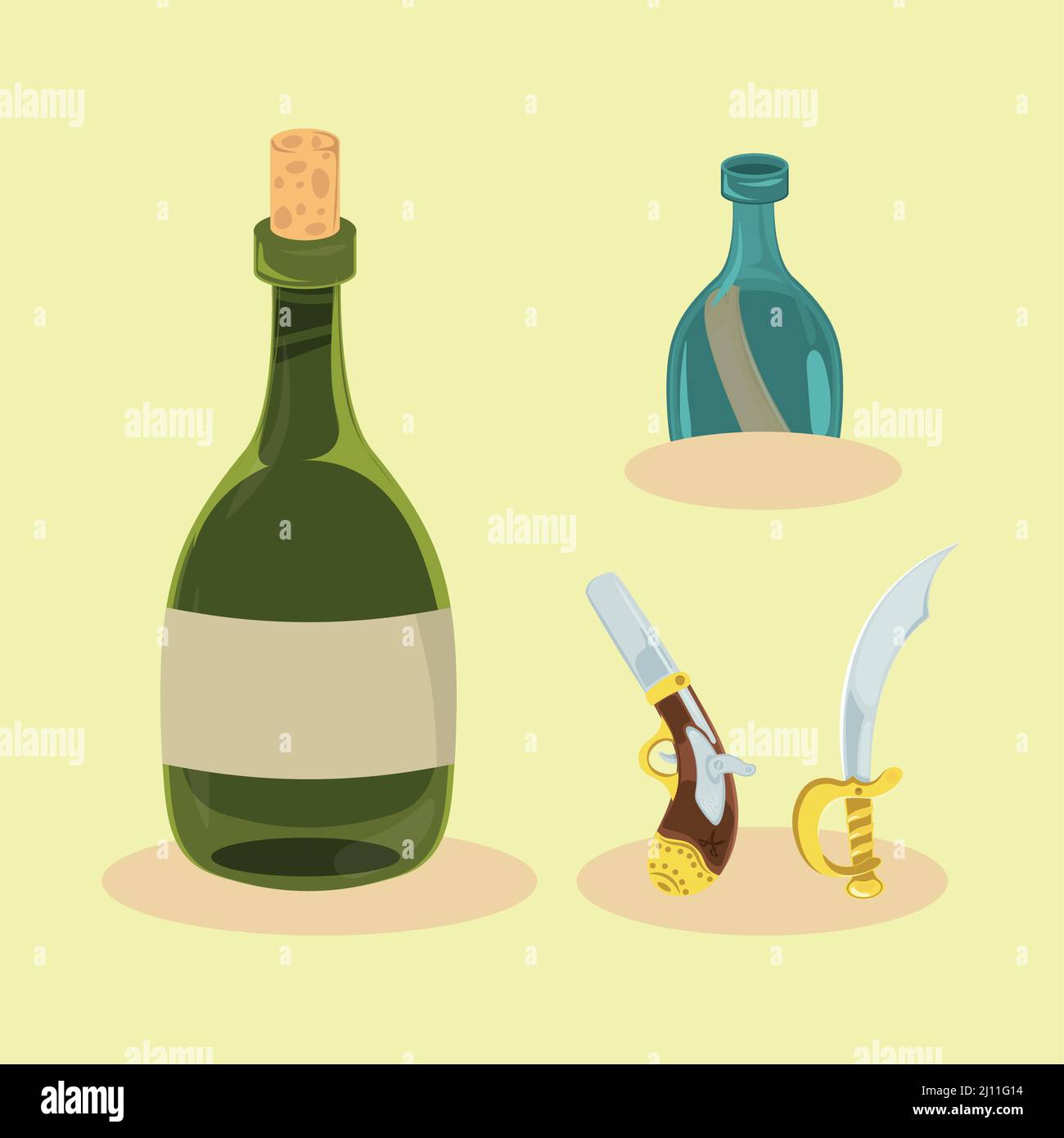 pirate drink and weapons Stock Vector