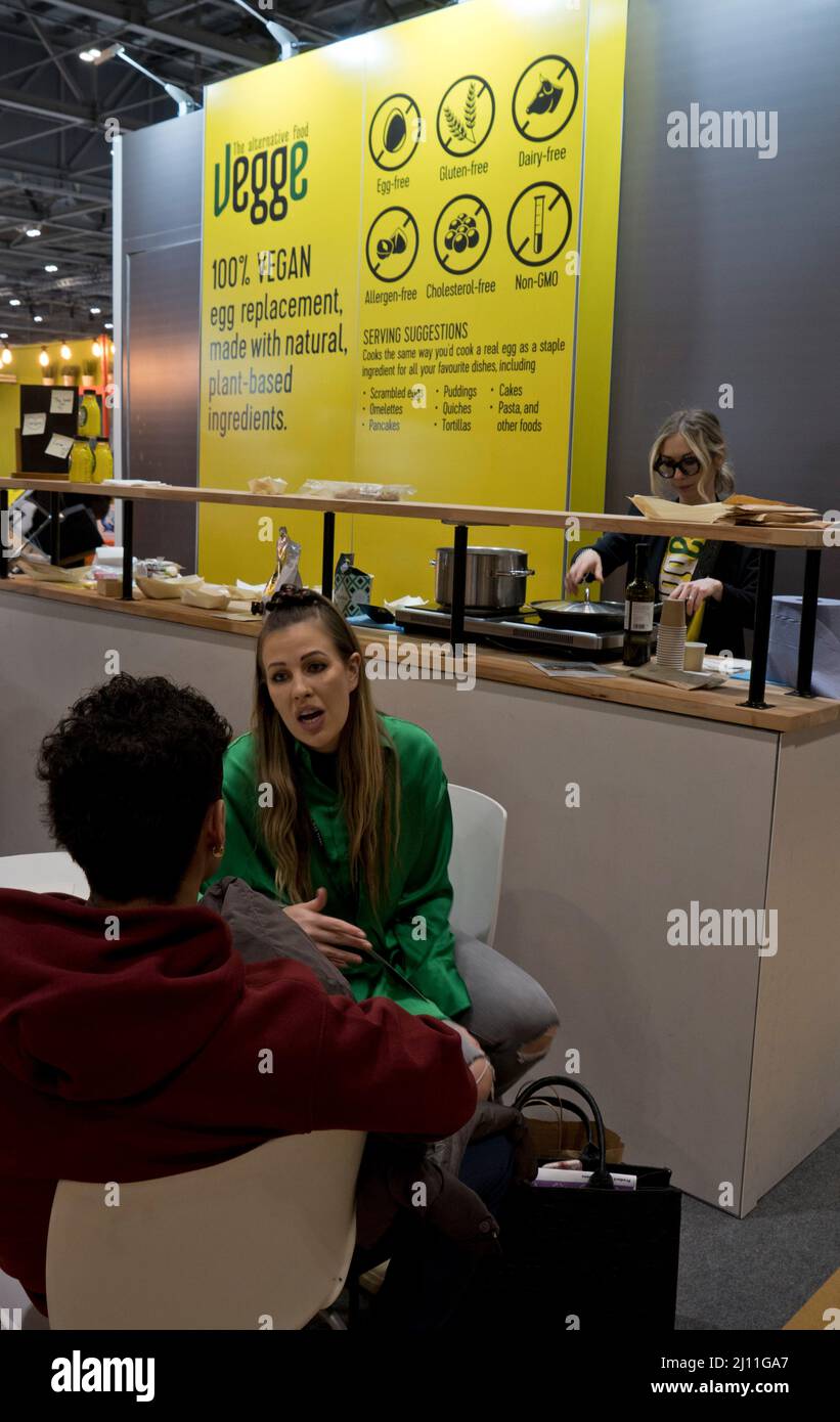 Vegan and plant based food display by exhibitors, visitors and traders