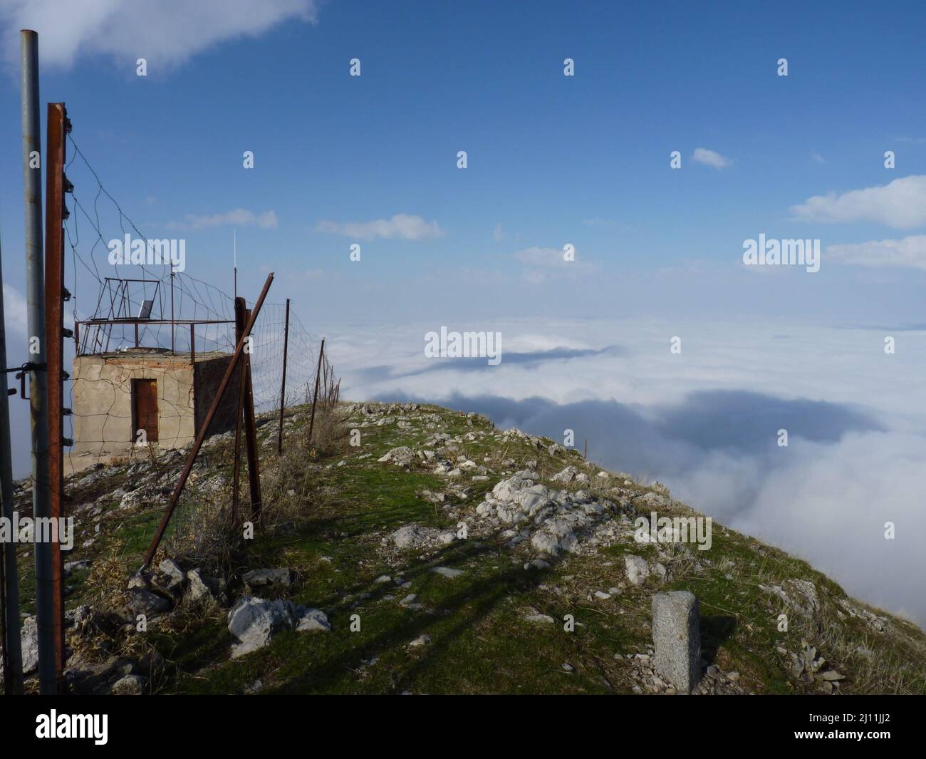 Mountain view of Jabalcuz with cloudy sky. Spain. Stock Photo