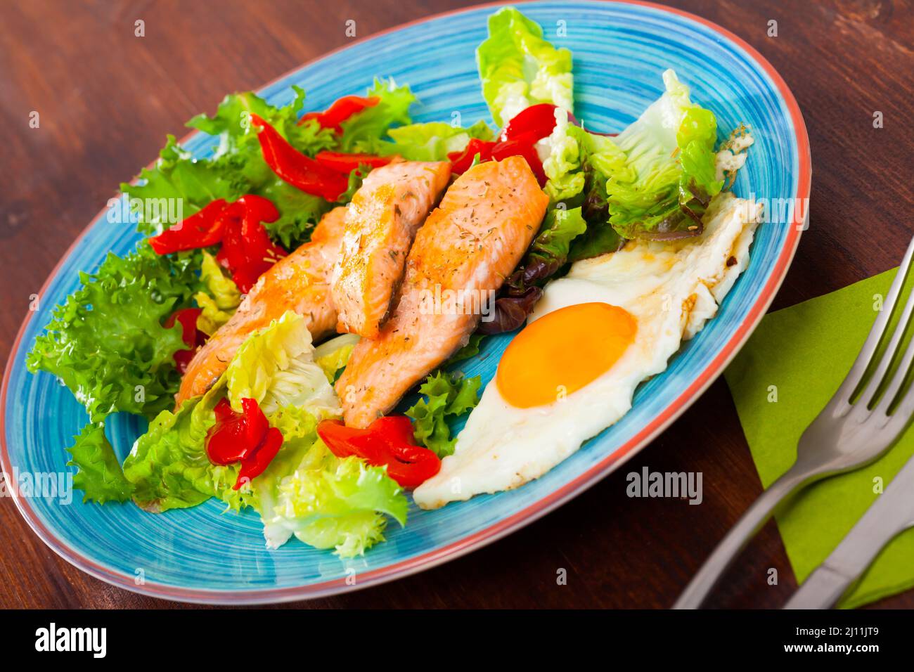Light dietary breakfast of trout fillet Stock Photo Alamy