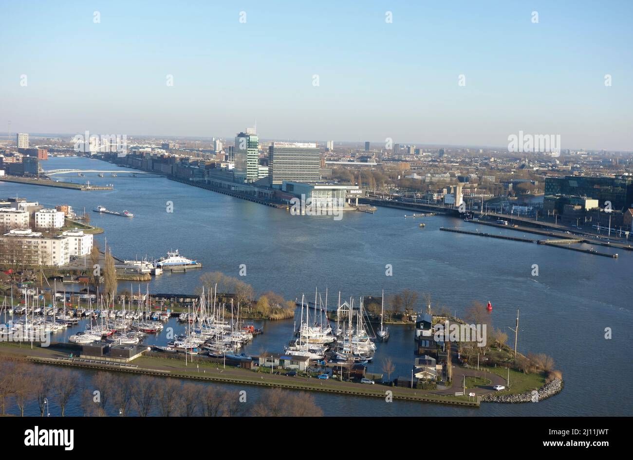 Aerial view from the observation deck of  Amsterdam Tower also known as the Lookout. Stock Photo