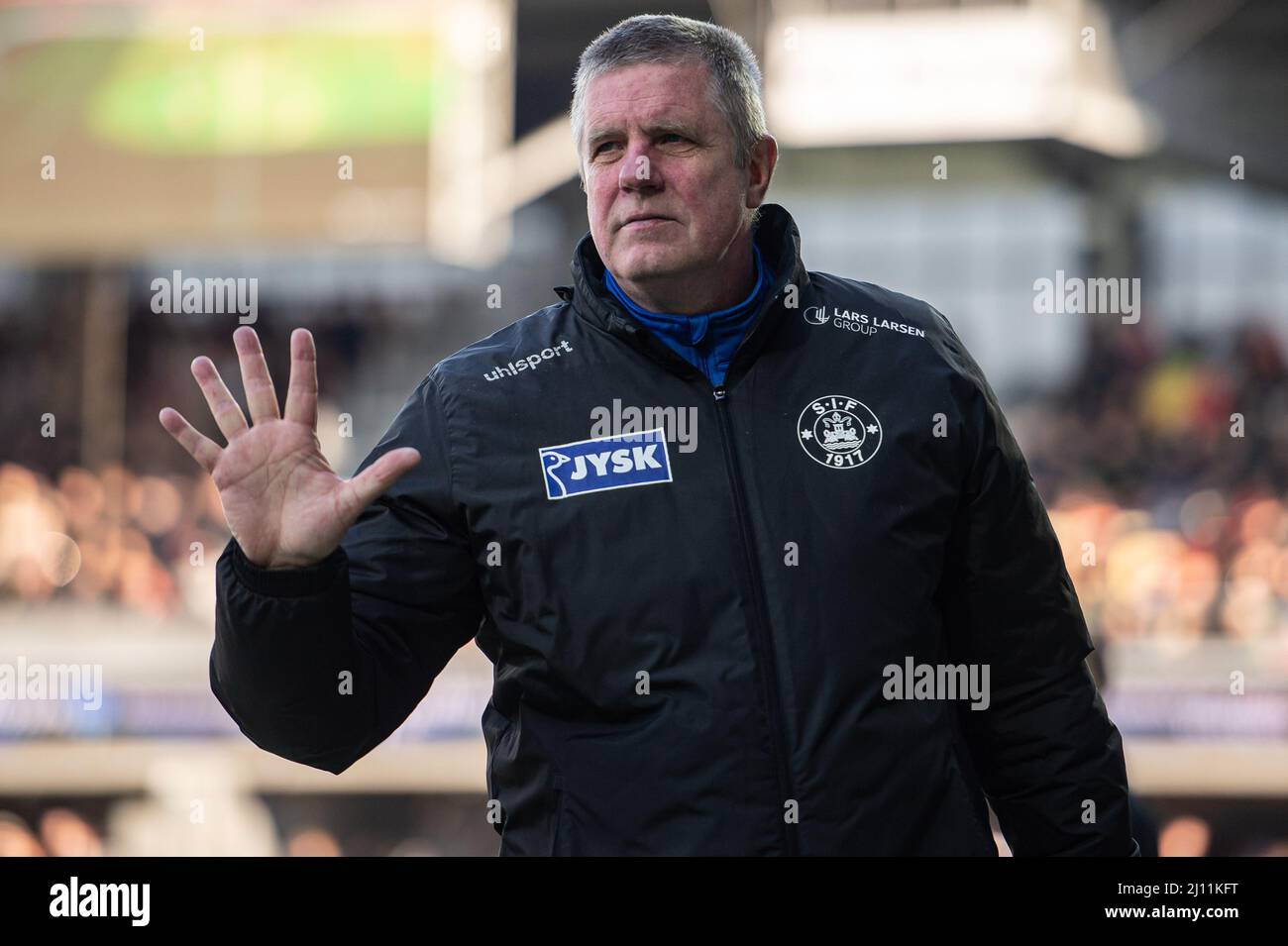 Silkeborg, Denmark. 20th, March 2022. Head coach Kent Nielsen of Silkeborg IF seen during the 3F Superliga match between Silkeborg IF and FC Midtjylland at Jysk Park in Silkeborg. (Photo credit: Gonzales Photo - Morten Kjaer). Stock Photo