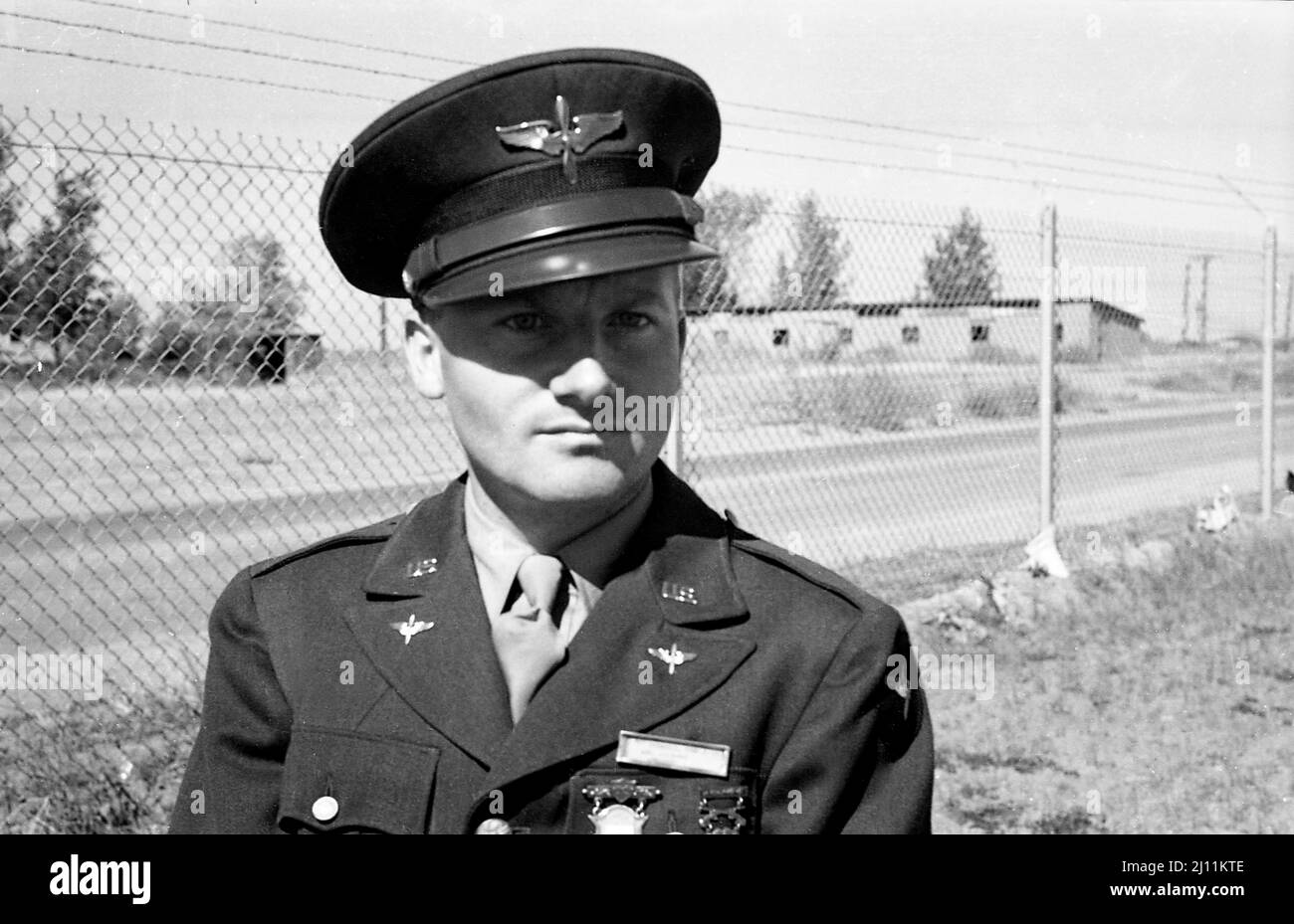 World war 2 American air force Pilot posing in uniform Stock Photo