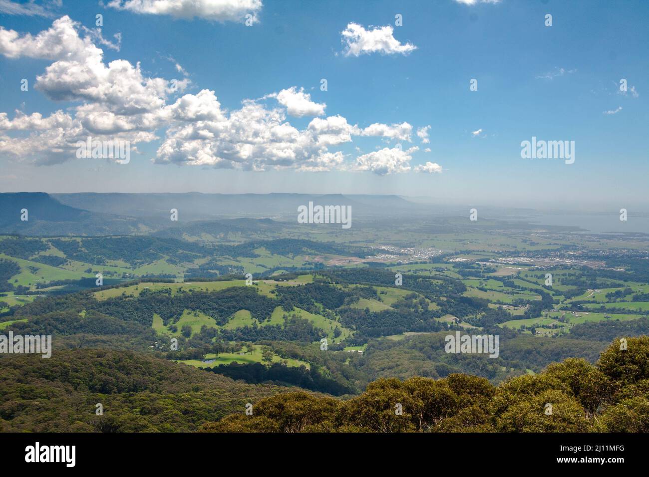 Aerial view of green mountains in Jamberoo Lookout, South Coast Stock Photo