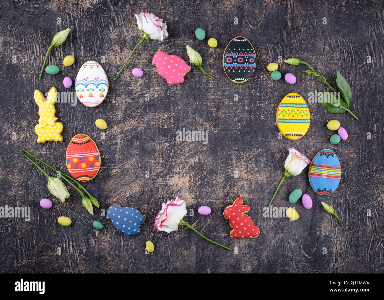 Easter cookies in shape of eggs and bunny Stock Photo