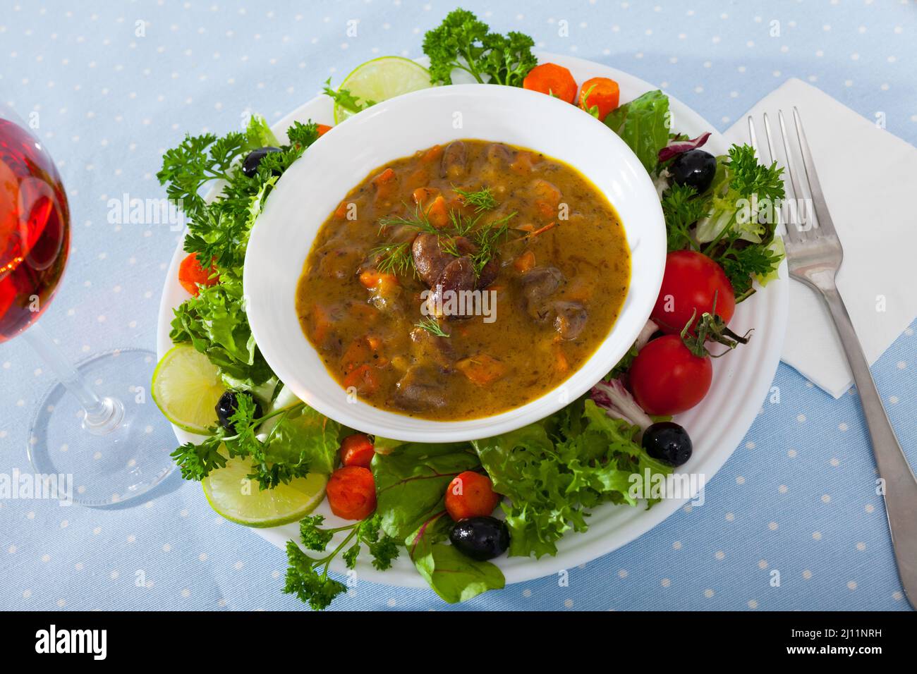 Chicken heart goulash Stock Photo