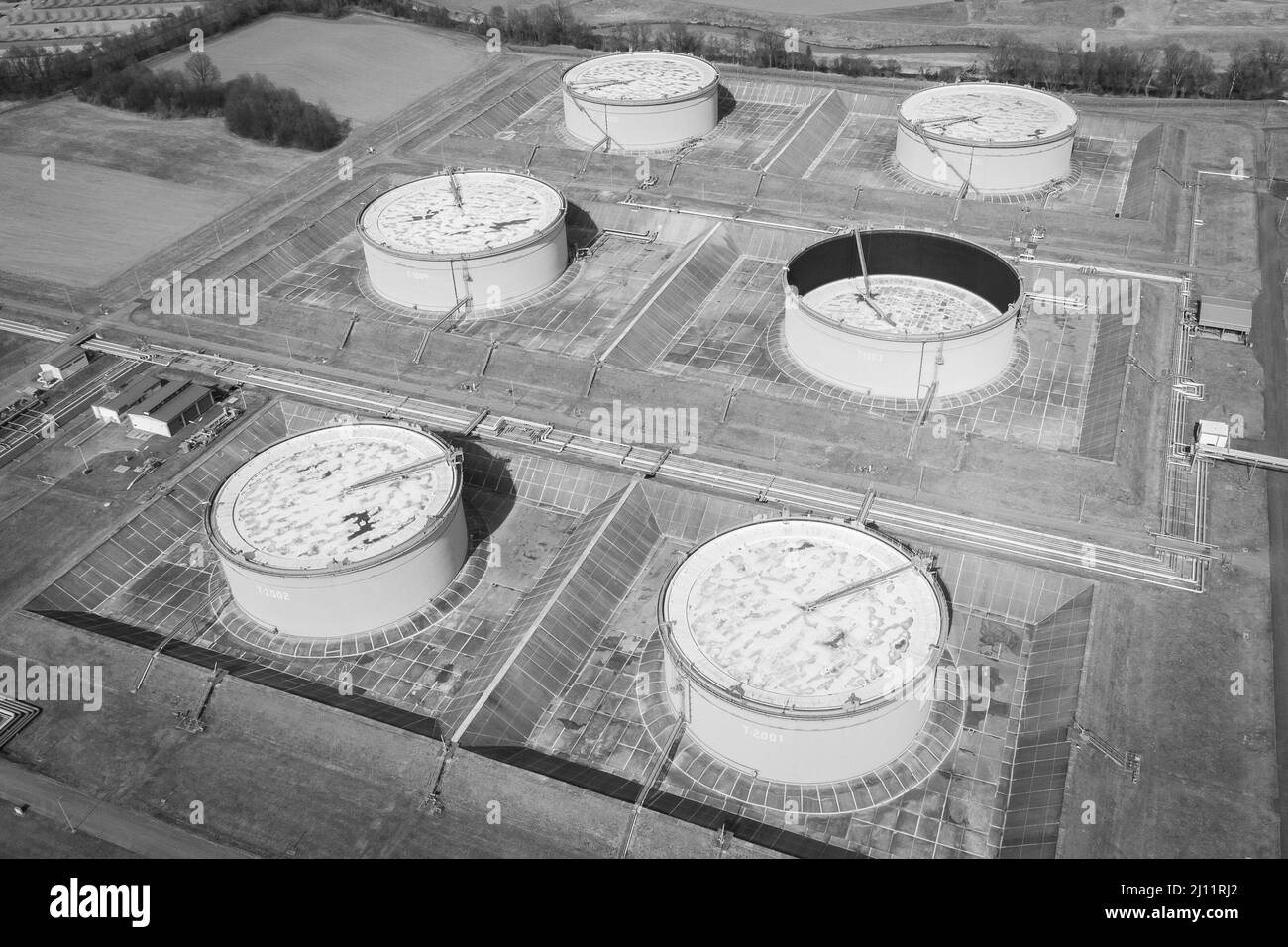 Fossil oil storage tanks as supply during energy crisis in Lannach in Austria Stock Photo