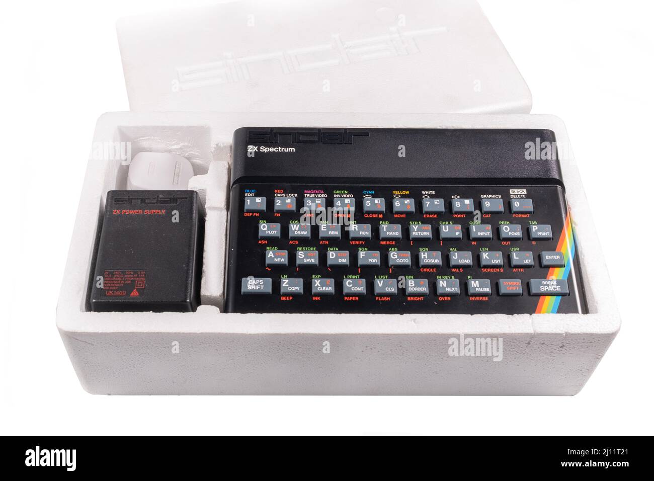 Sinclair ZX Spectrum -  Box - 23rd April 2022 is the 40th anniversary of the release of Sir Clive Sinclair's 3rd mass market cheap home computer. Stock Photo
