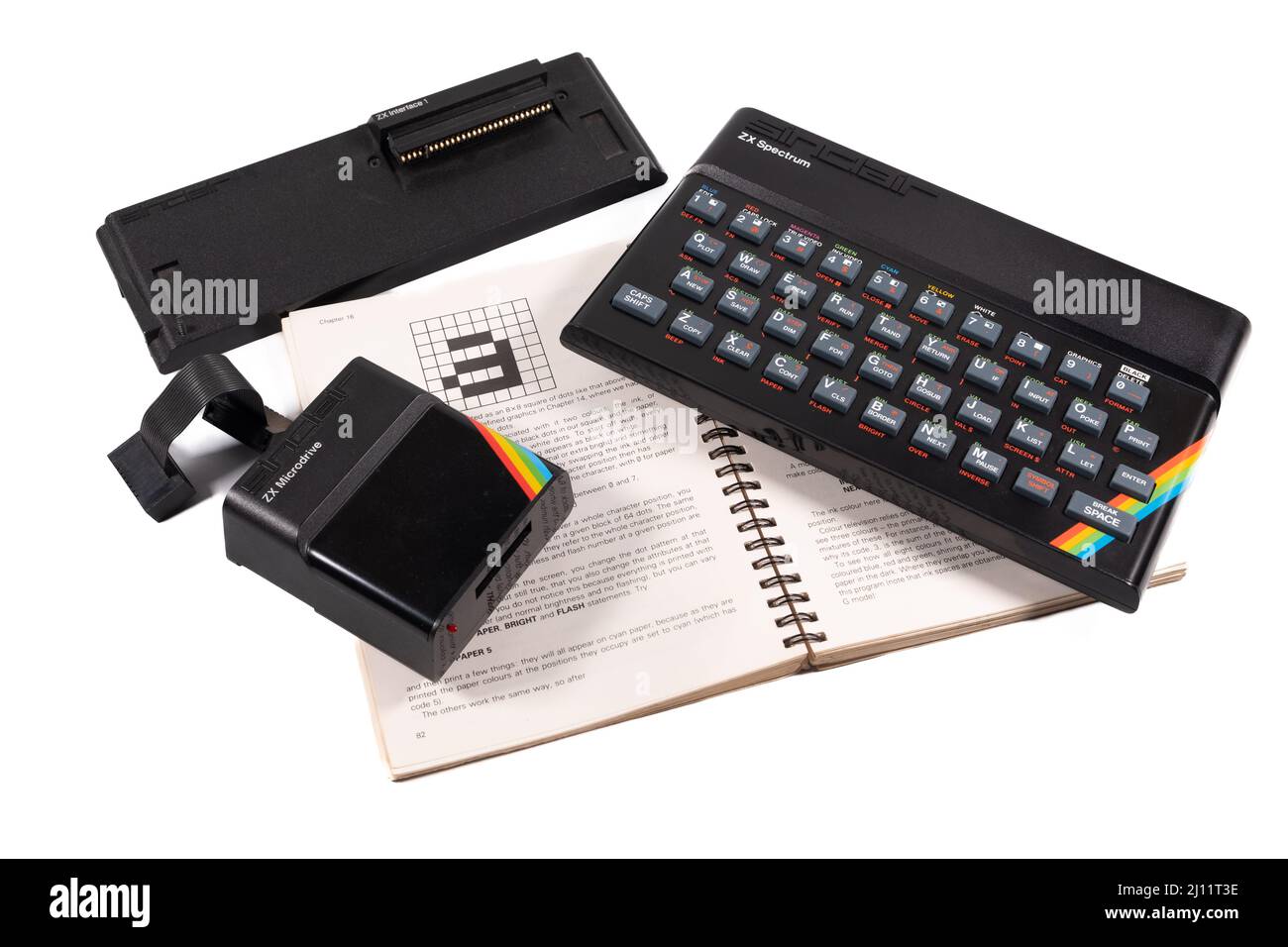 Sinclair ZX Spectrum + Manuals + Microdrives -  23rd April 2022 is the 40th anniversary of the release of Sir Clive Sinclair computer Stock Photo