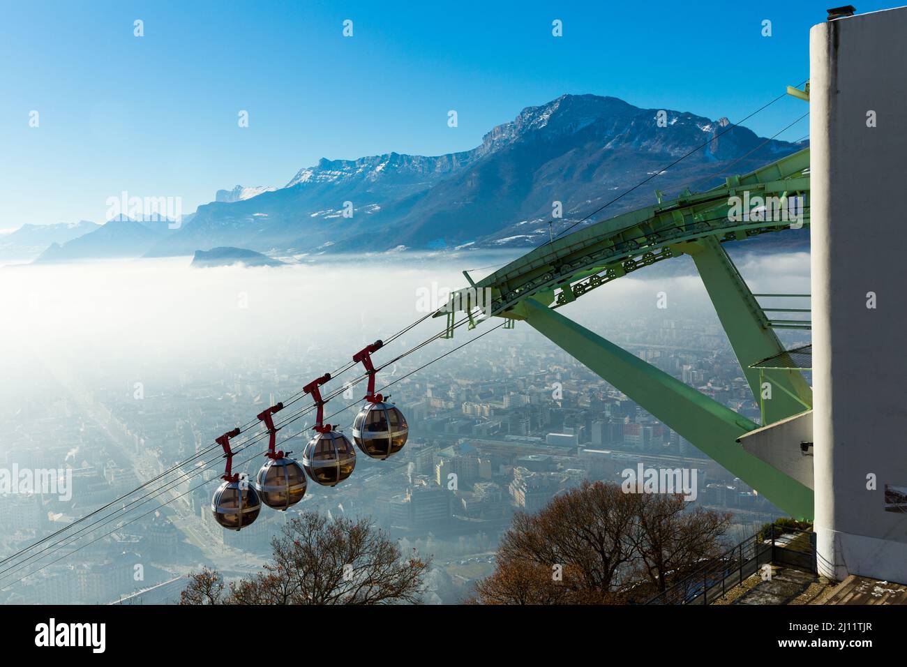 Cable car of Grenoble in sky of city in France Stock Photo Alamy